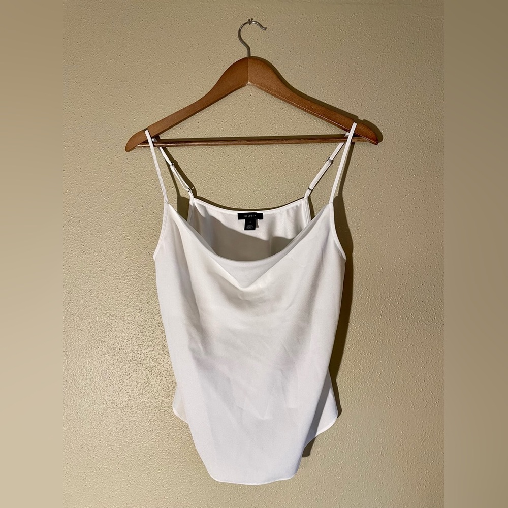 White Flowy Cowl Neck Blouse